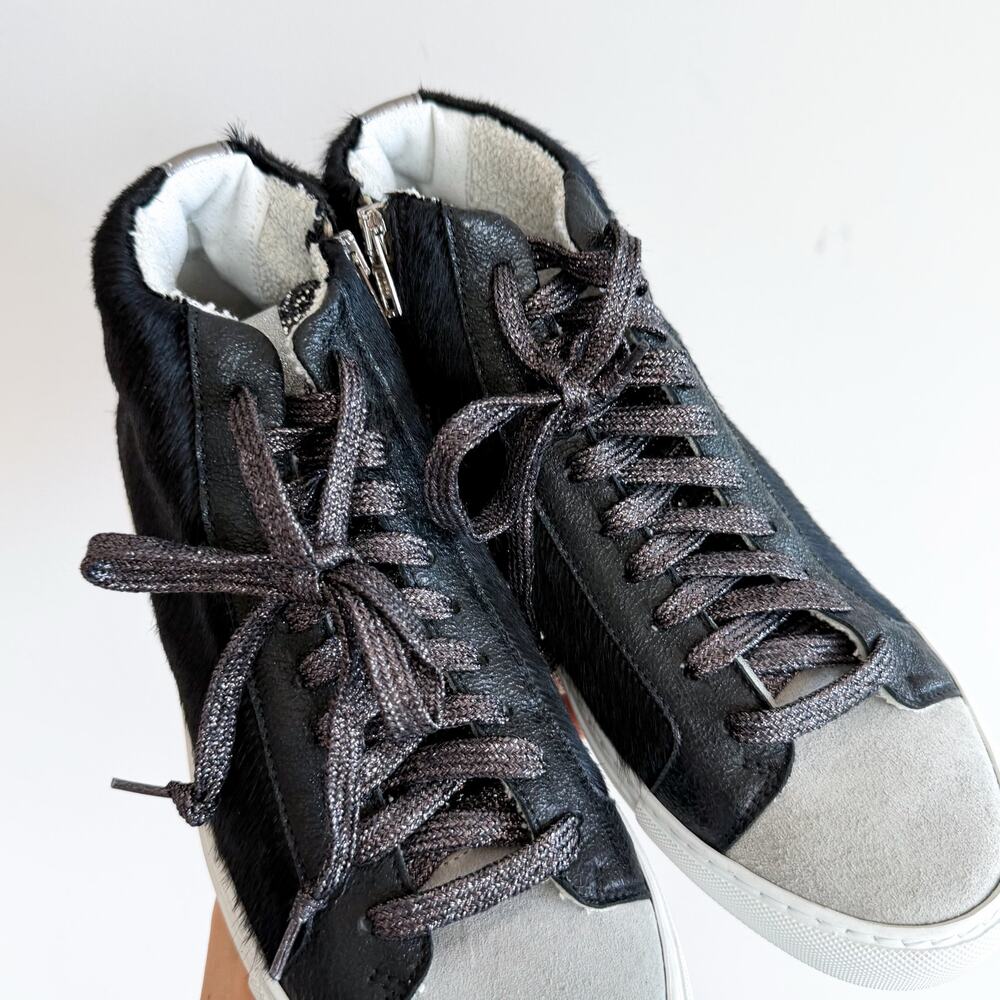 P448 Star Genuine Calf Hair High Top Silhouette Sneaker Black 39 - Picture 4 of 8